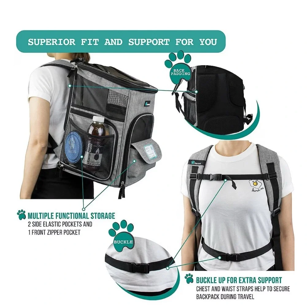 Gray Dog Carrier Backpack